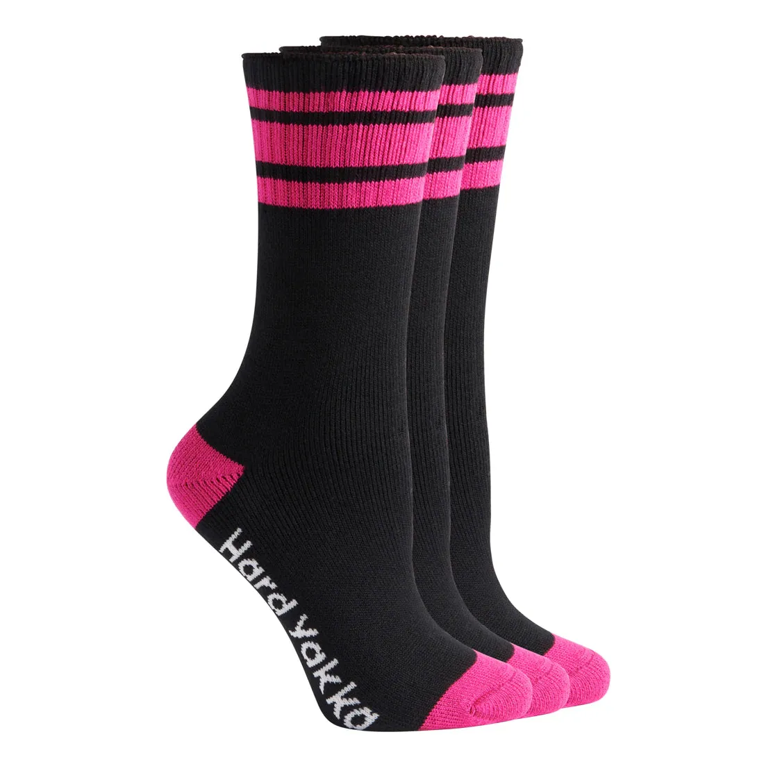 15 Pairs X Hard Yakka Womens Bamboo Work Socks Black/Pink