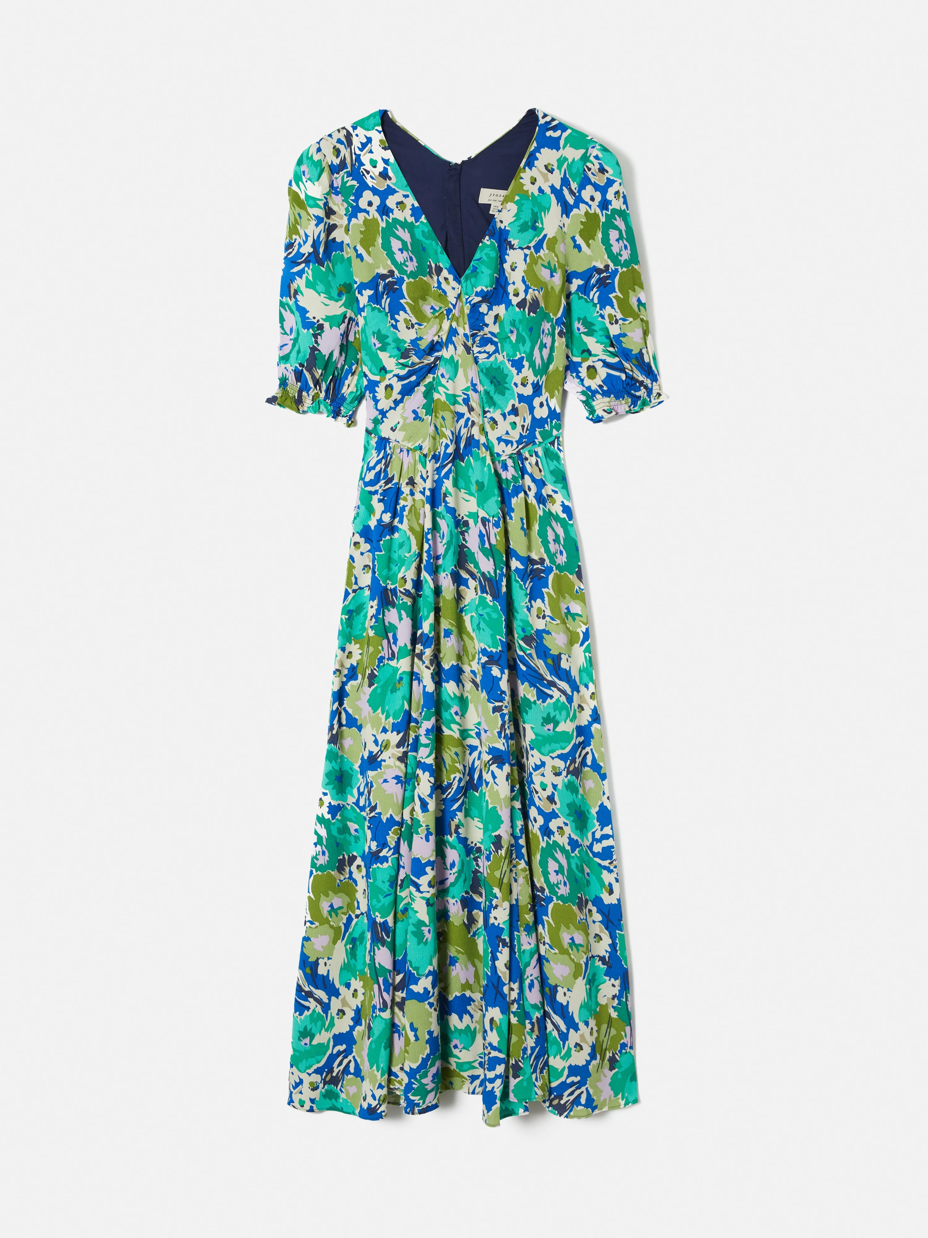 Abstract Meadow Midi Tea Dress | Green