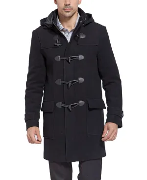 Benjamin BGSD Men's Classic Wool Blend Duffle Coat, Black