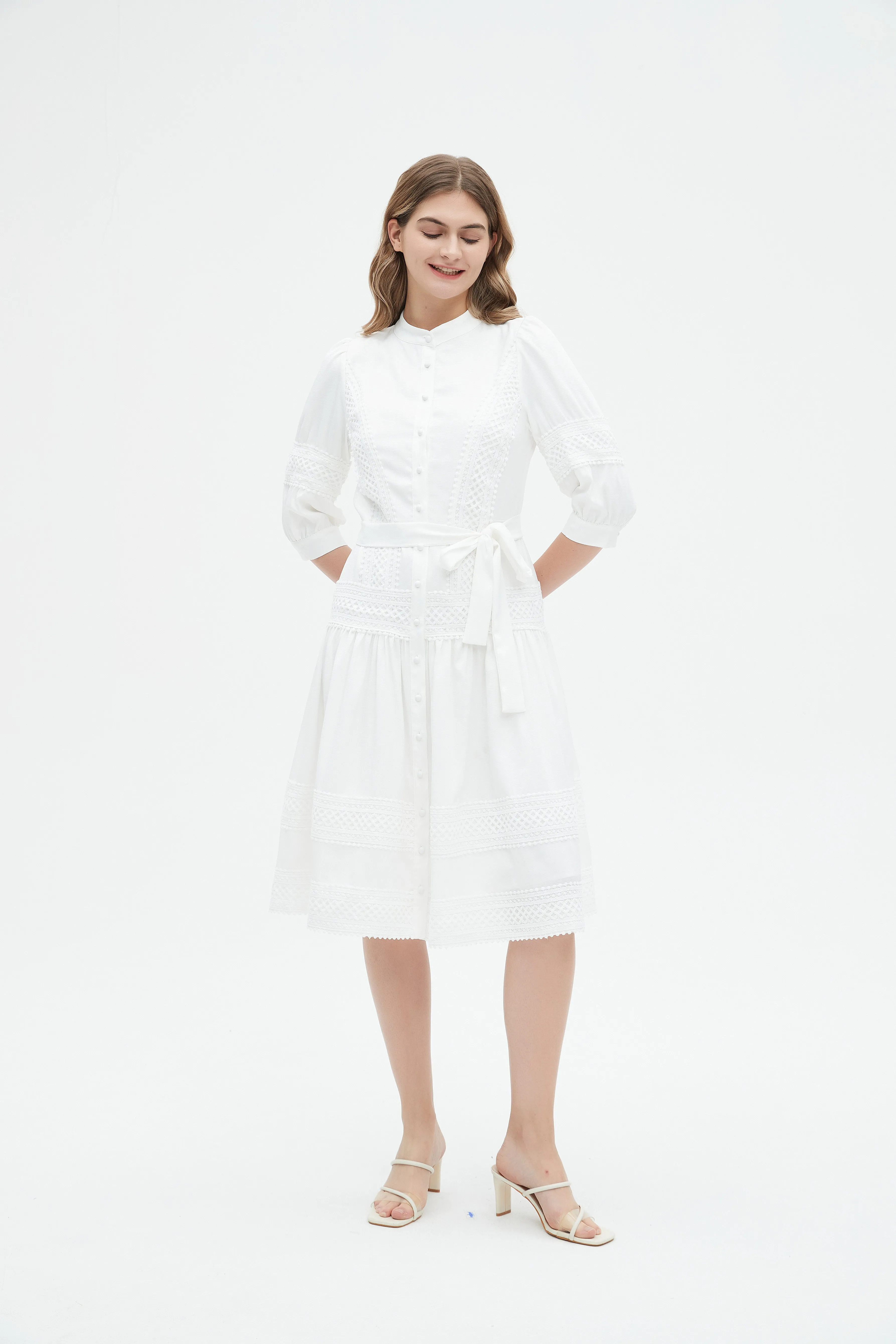 BLANCA LINEN & LACE DRESS byMM