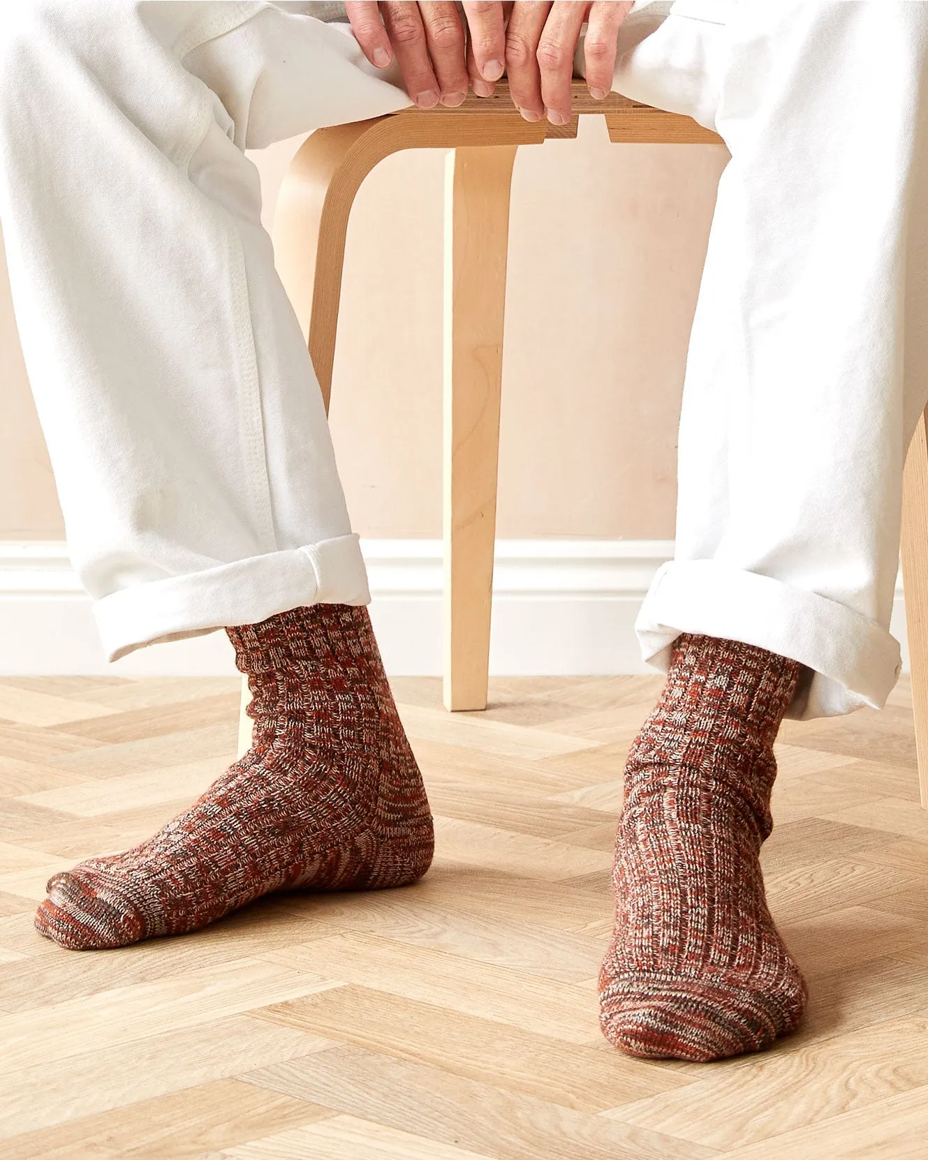 Chunky Wool Boot Socks | Marbled Rust