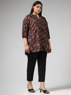 Diza Brown Floral Printed Tunic