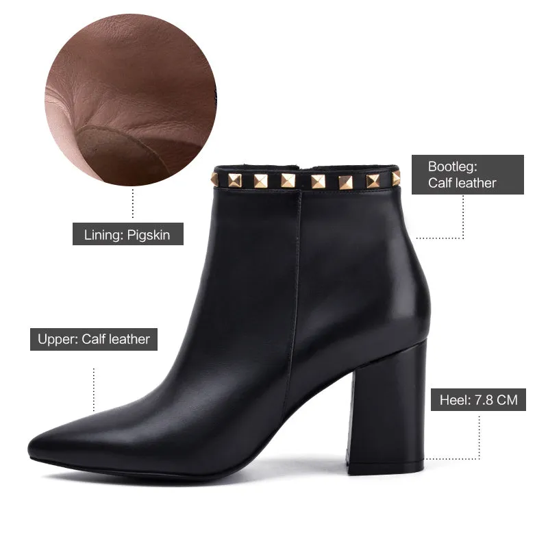 Donna-in 2017 spring new collections pointed toe thick heel woman boots