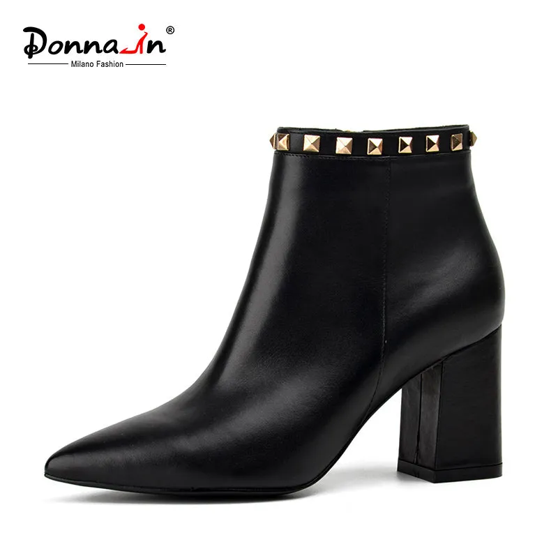 Donna-in 2017 spring new collections pointed toe thick heel woman boots