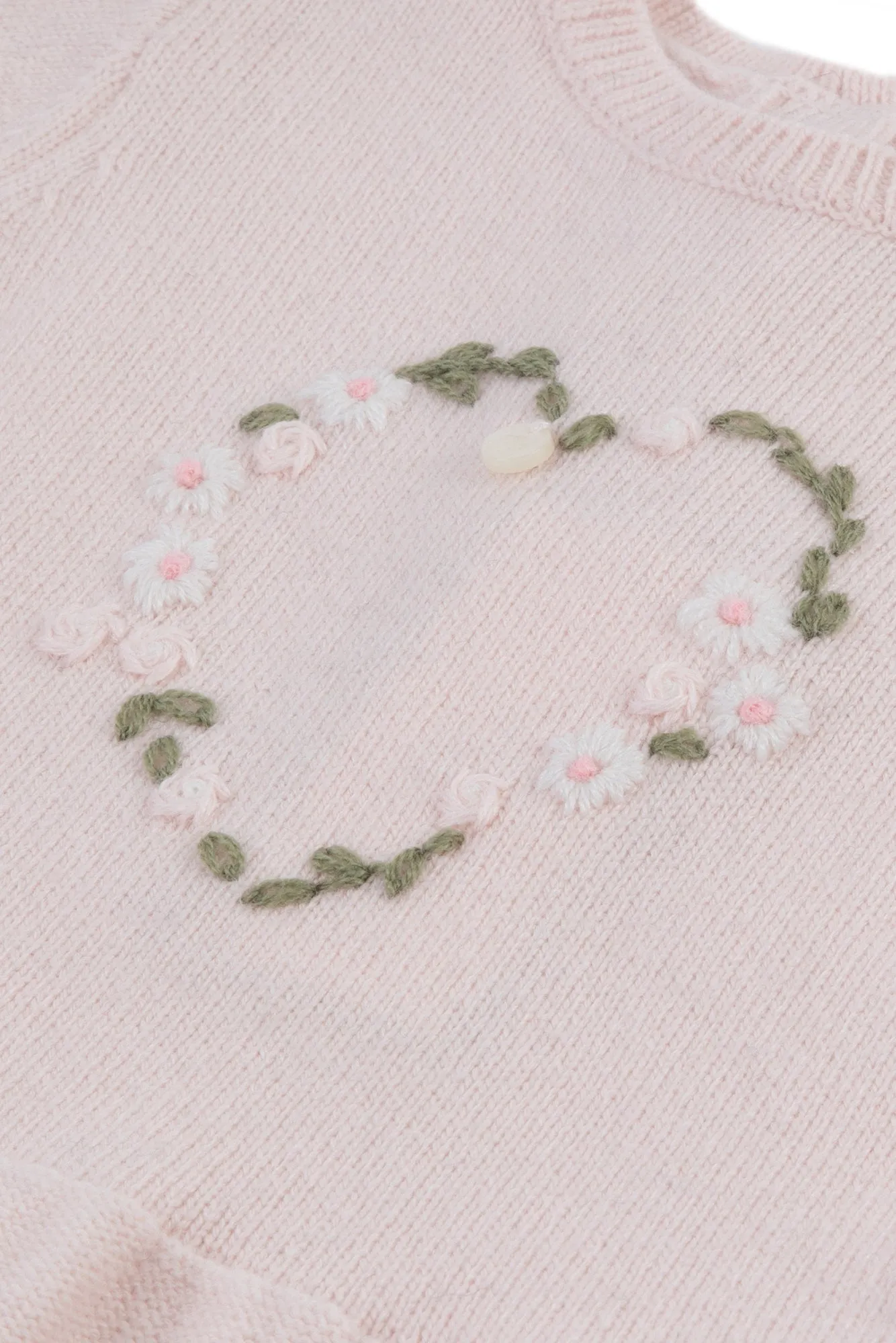 Dress - Pale Pink Heart Embroidered