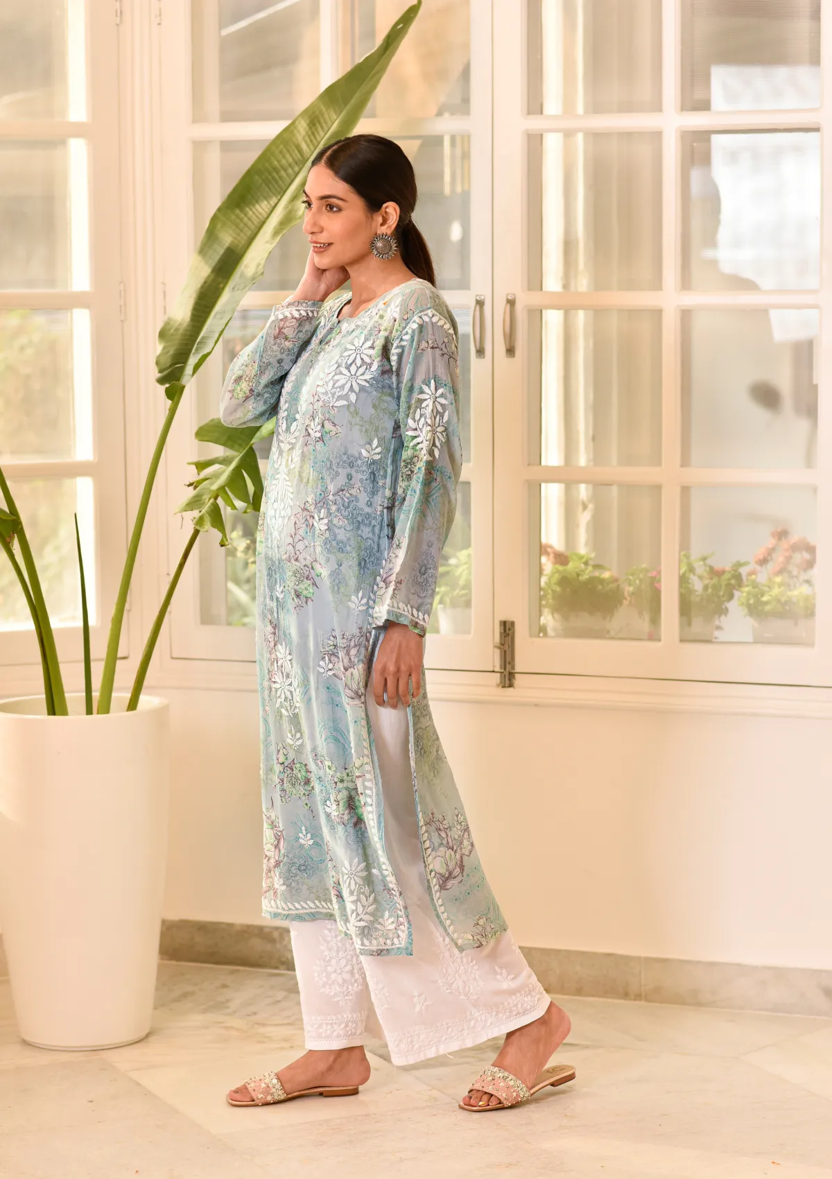 Eliza Mulmul Straight Kurta