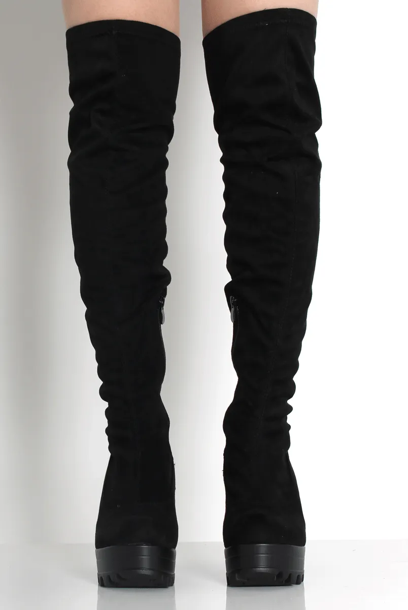 Emilie Black Over The Knee Suede Boots