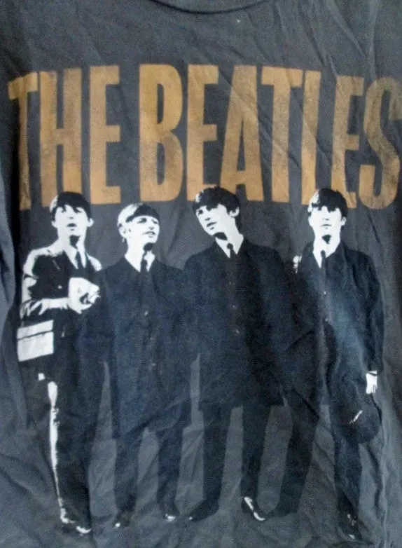 EUC Genuine MENS BEATLES 1960s CLASSIC ROCK BAND 100% T-SHIRT M BROWN Music