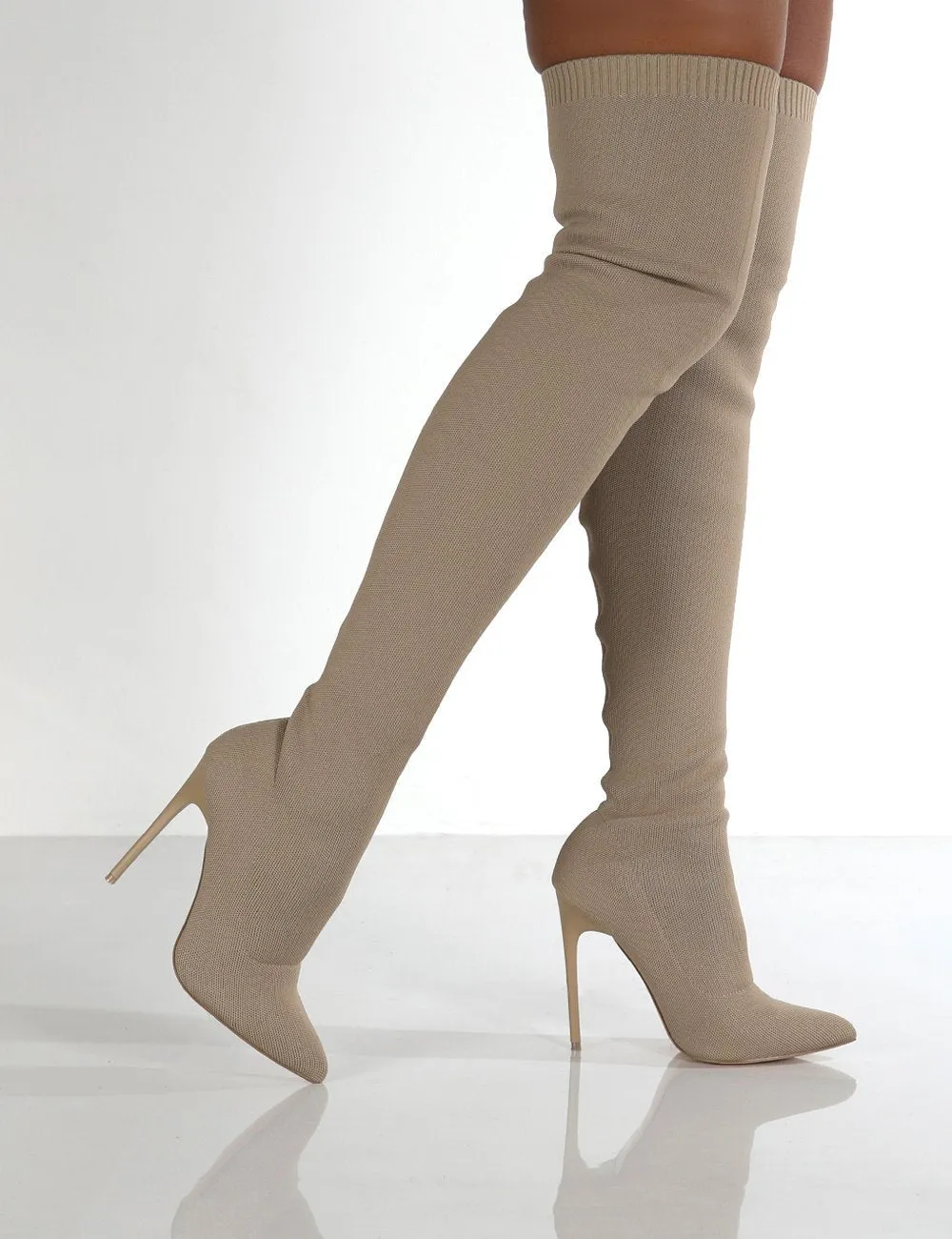 Fashion stiletto heel flying knit over-the-knee boots（HPSD148）