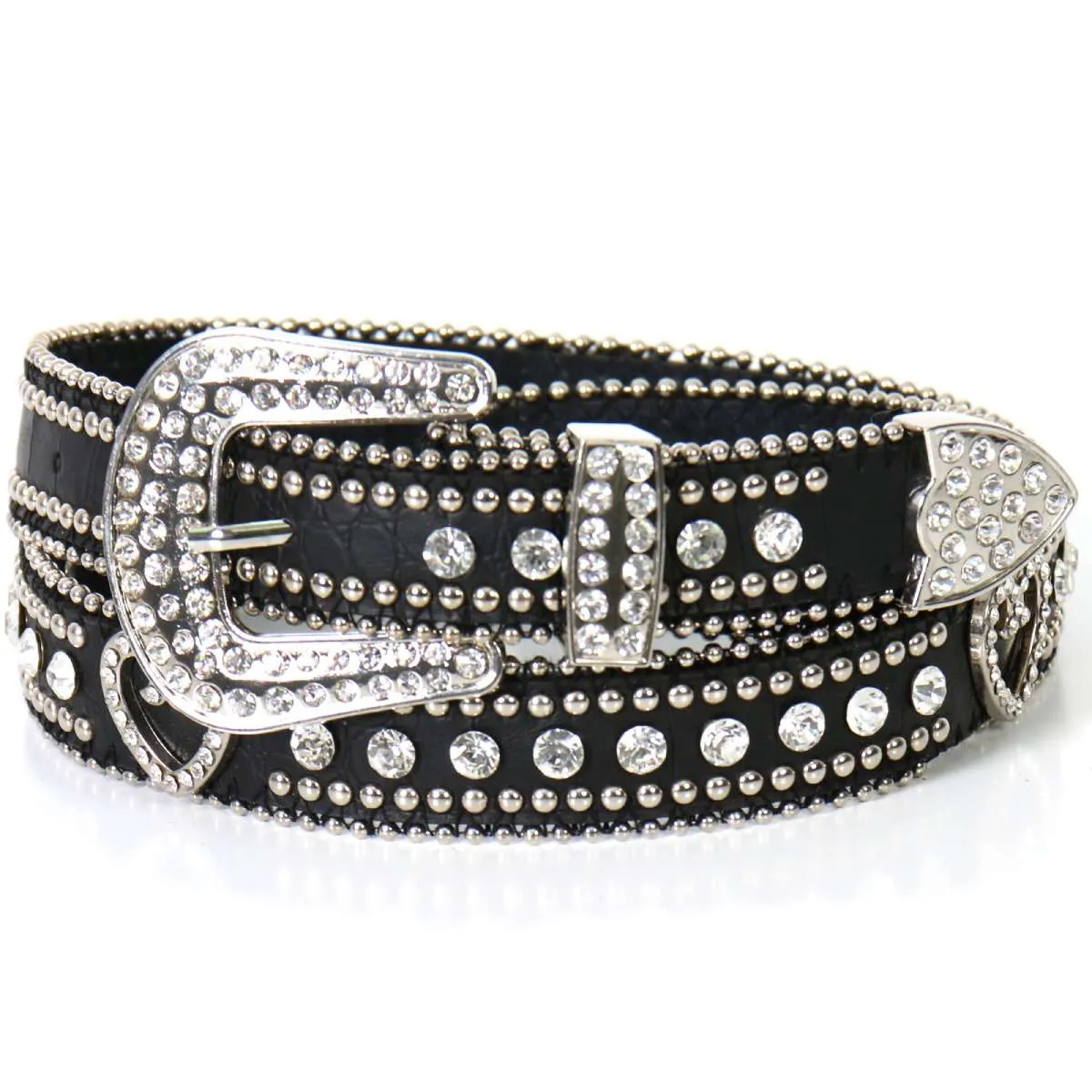 Hot Leathers BLA1076 Hearts, Studs and Rhinestones Leather Belt