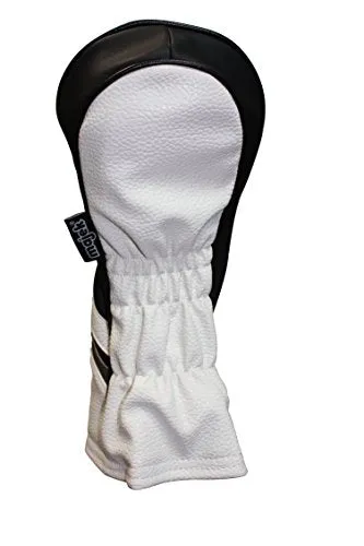 Majek Golf Headcovers Black and White Leather Style Headcovers