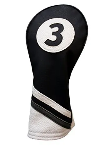 Majek Golf Headcovers Black and White Leather Style Headcovers