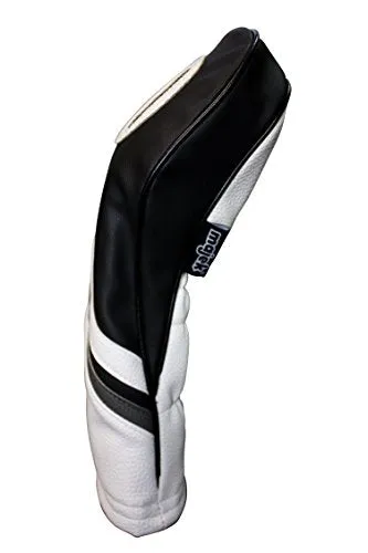 Majek Golf Headcovers Black and White Leather Style Headcovers