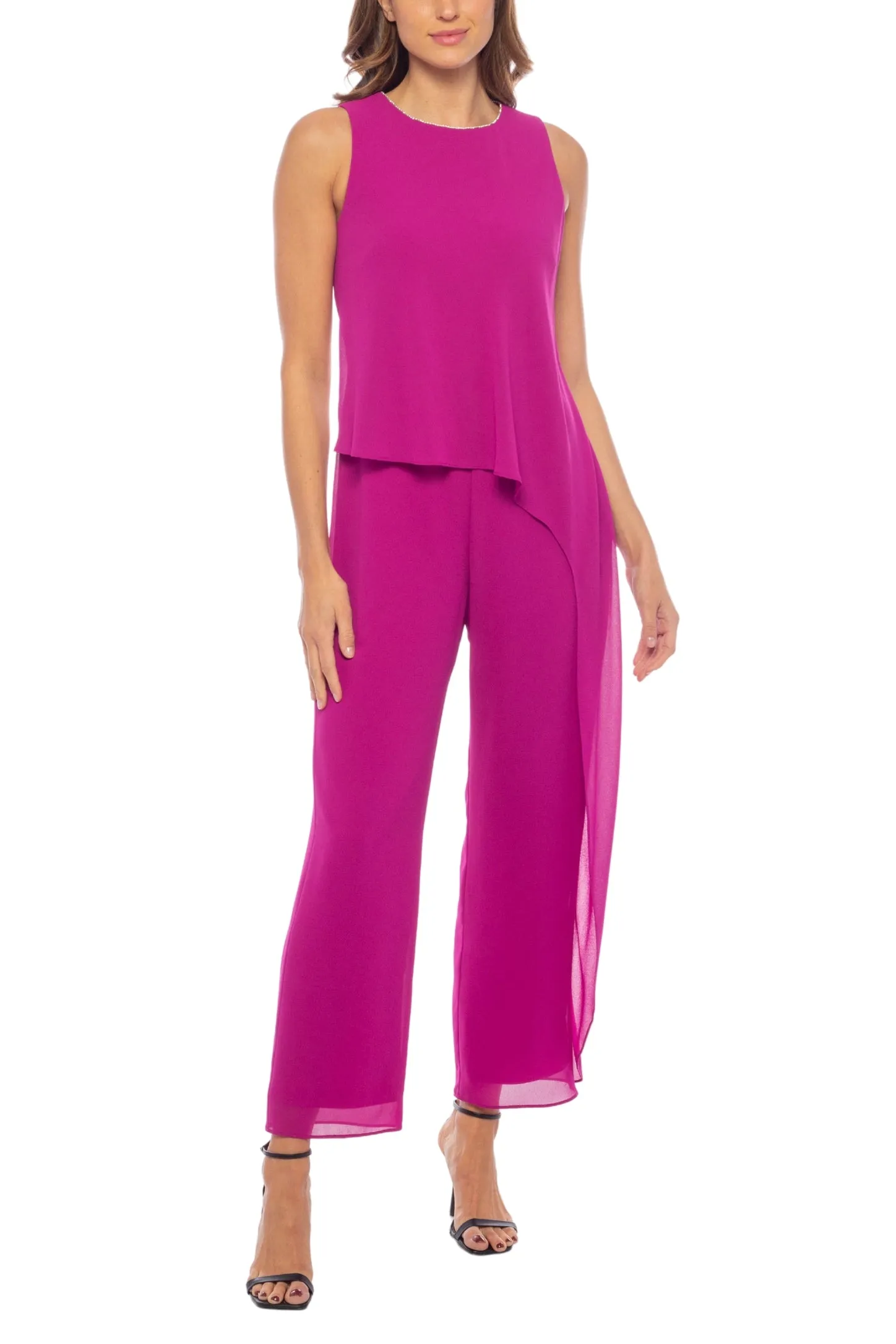 Marina Sleeveless Crew Neck Chiffon Jumpsuit