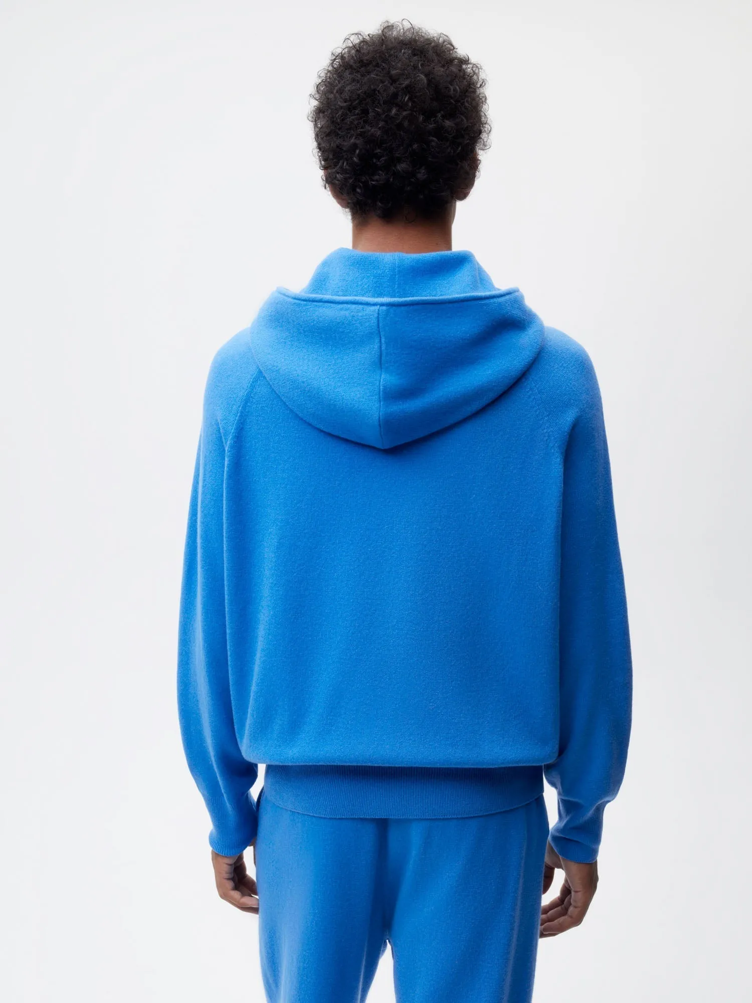 Mens Recycled Cashmere Hoodie—cerulean blue