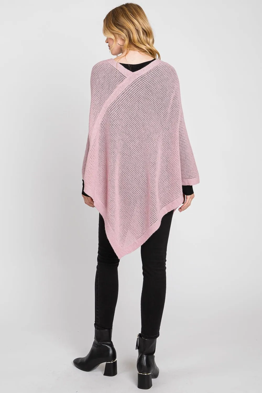 MS0335 Solid Loose Knit Poncho