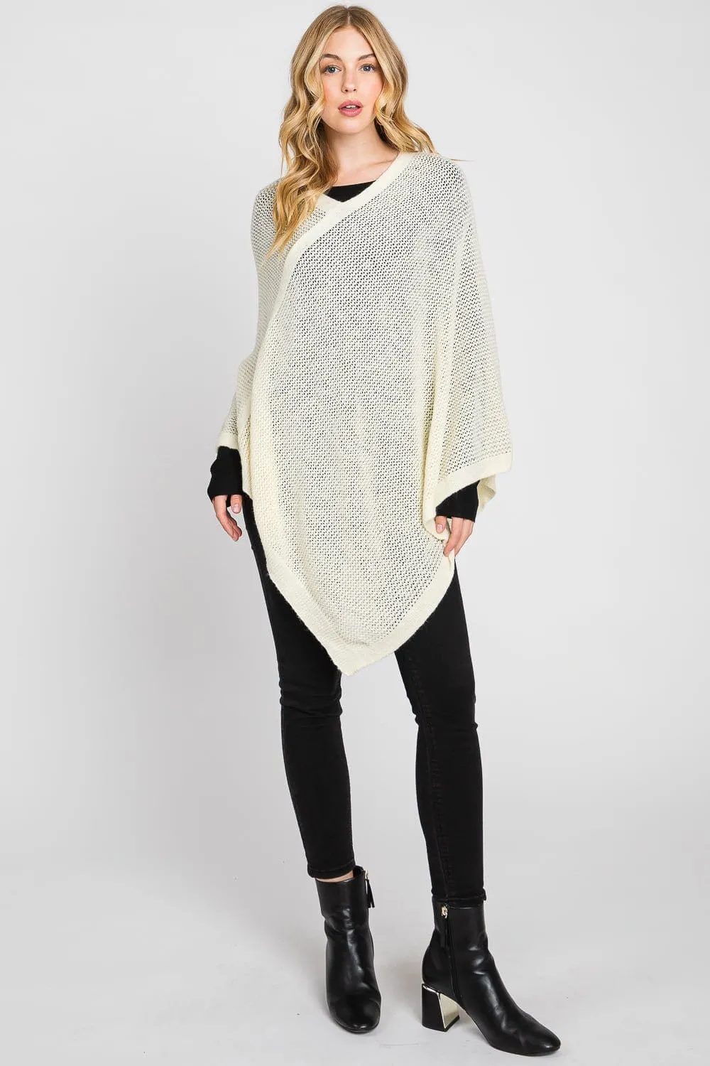 MS0335 Solid Loose Knit Poncho