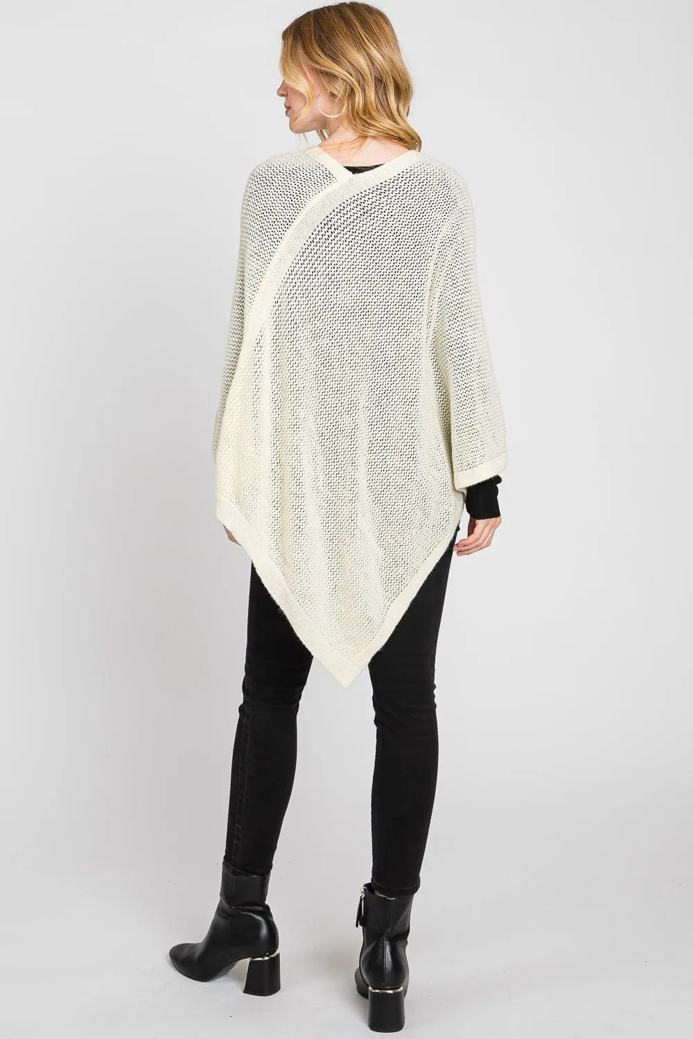 MS0335 Solid Loose Knit Poncho