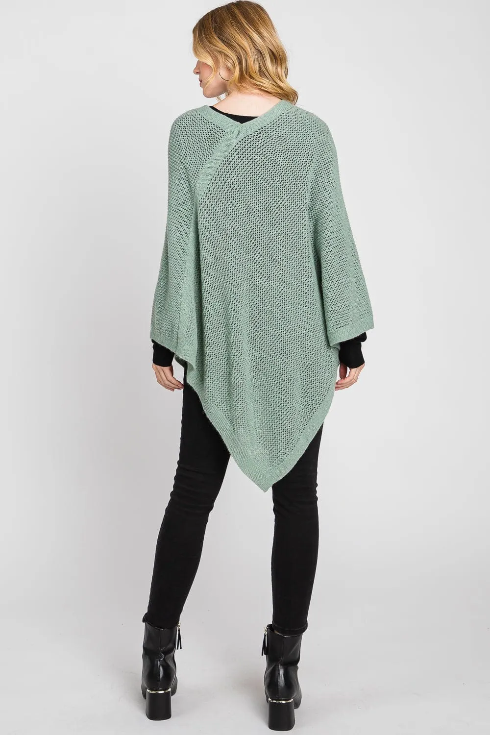 MS0335 Solid Loose Knit Poncho