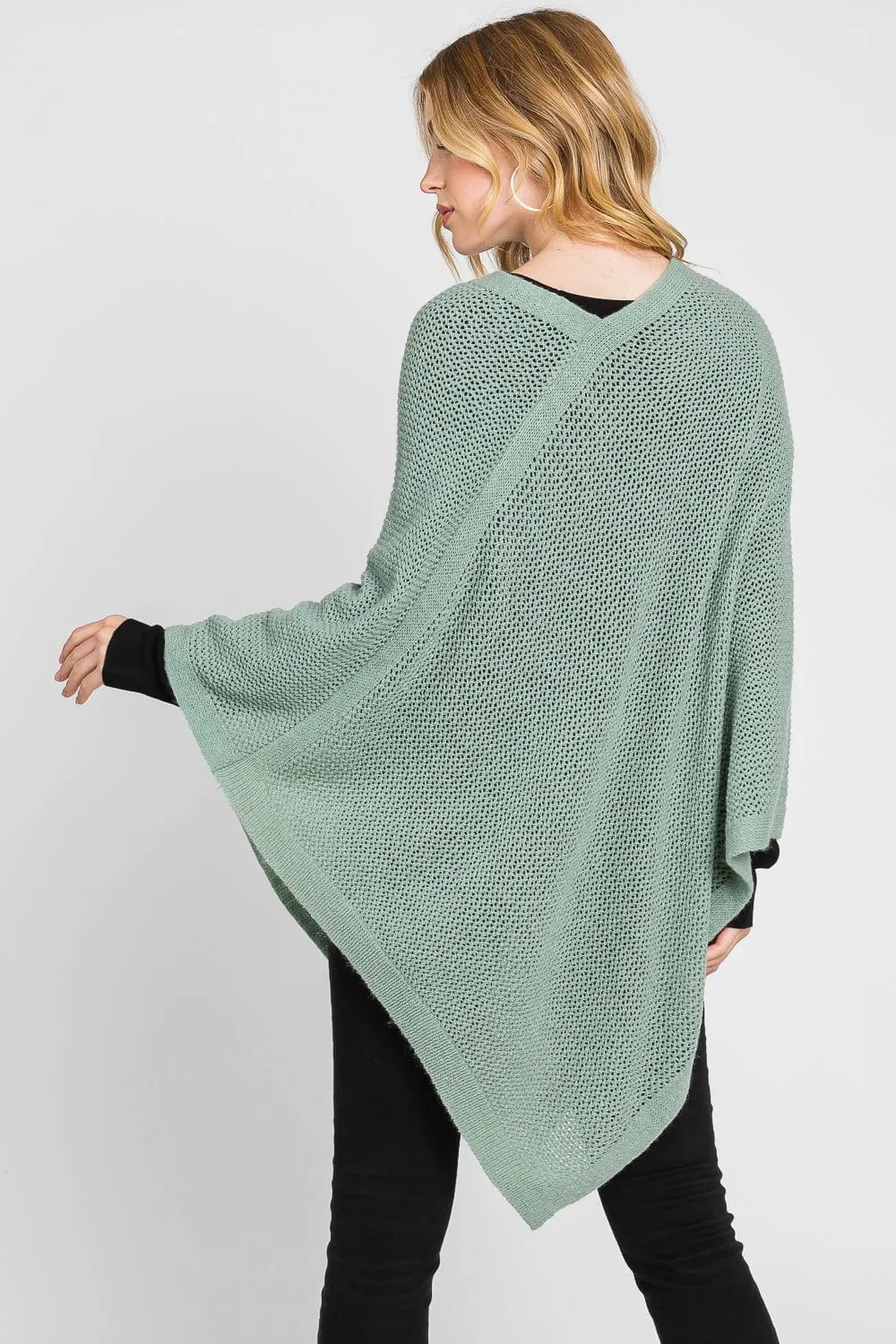 MS0335 Solid Loose Knit Poncho