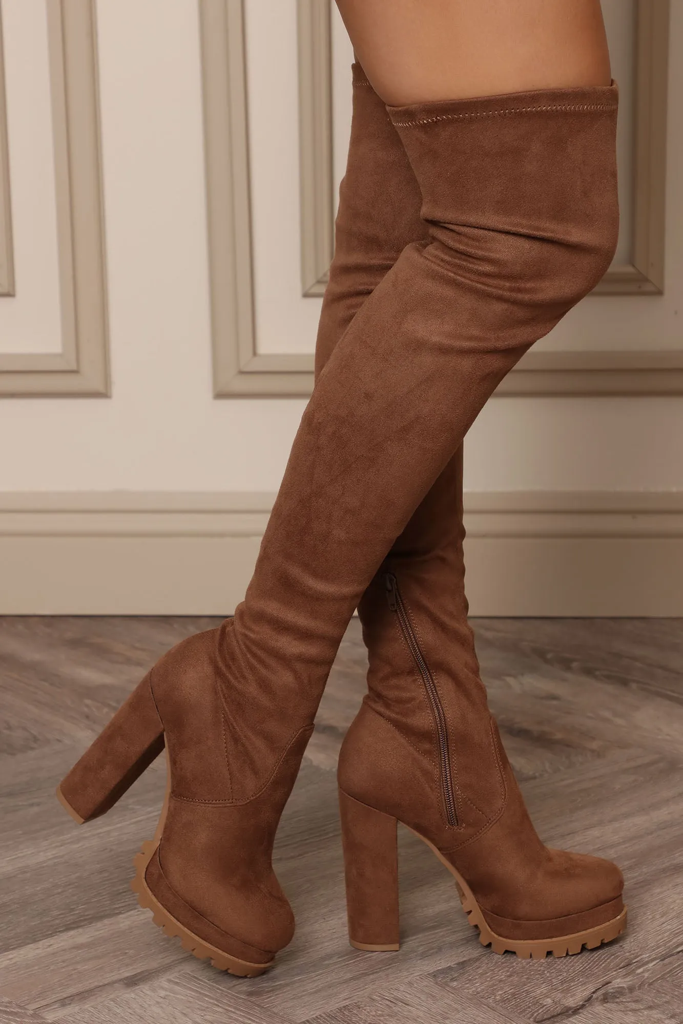 Protect My Heart Over The Knee Boots  - Brown