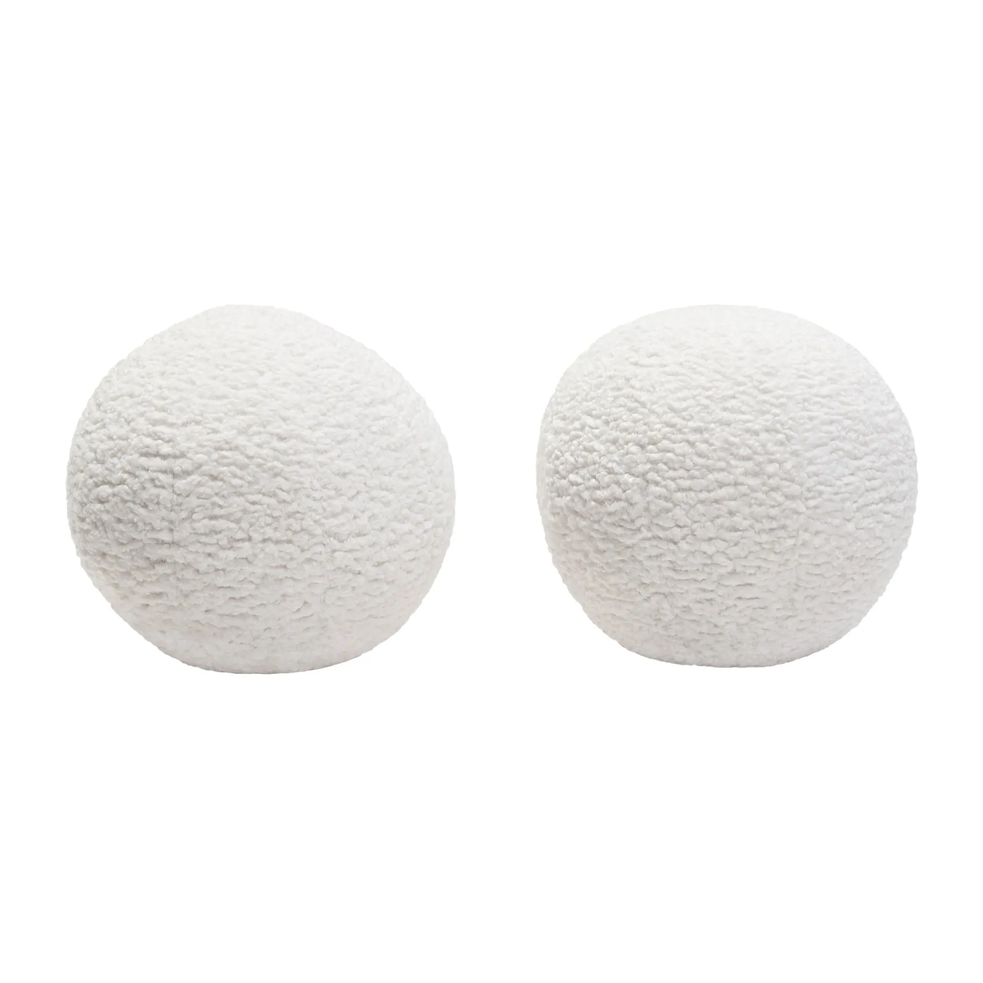 Set of (2) 10" Round Accent Pillows in White Faux Sheepskin by Diamond Sofa