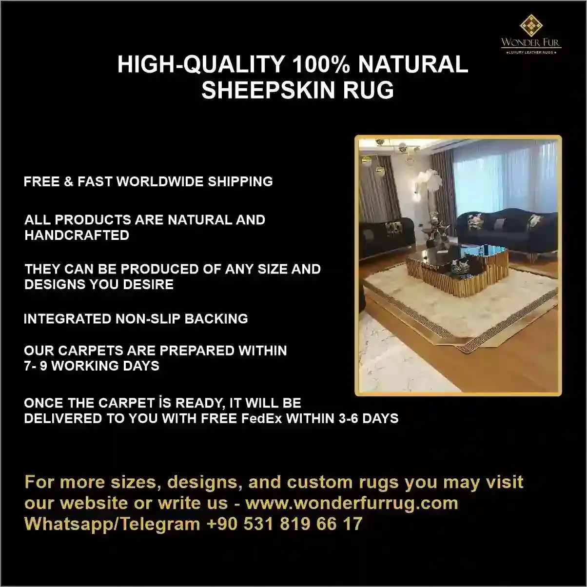 Sheepskin White Gold Fluffy Area Rug, Soft Luxury Carpet