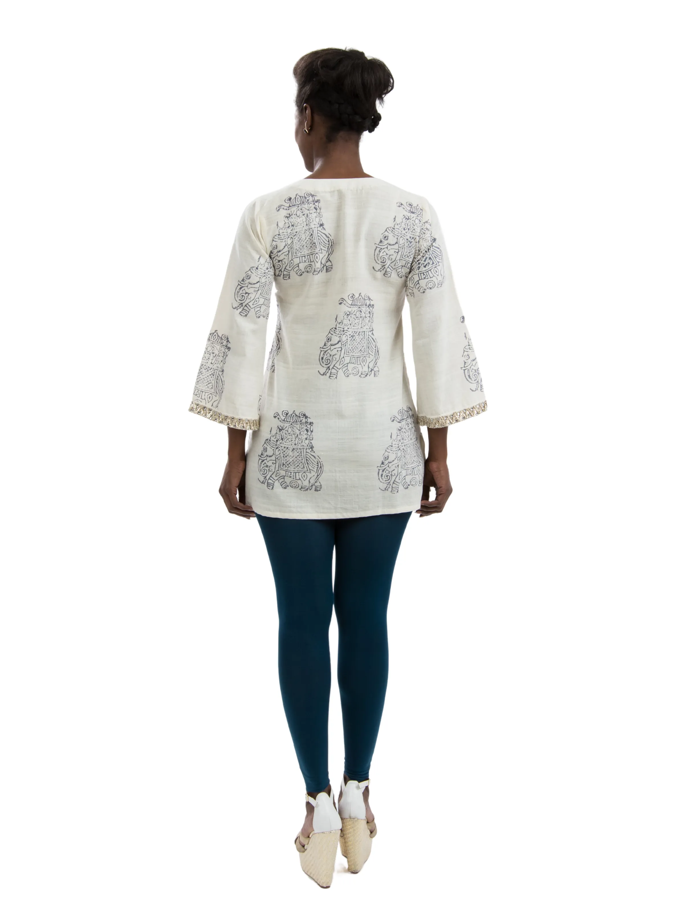 Slate Silk Elephant Safari Tunic