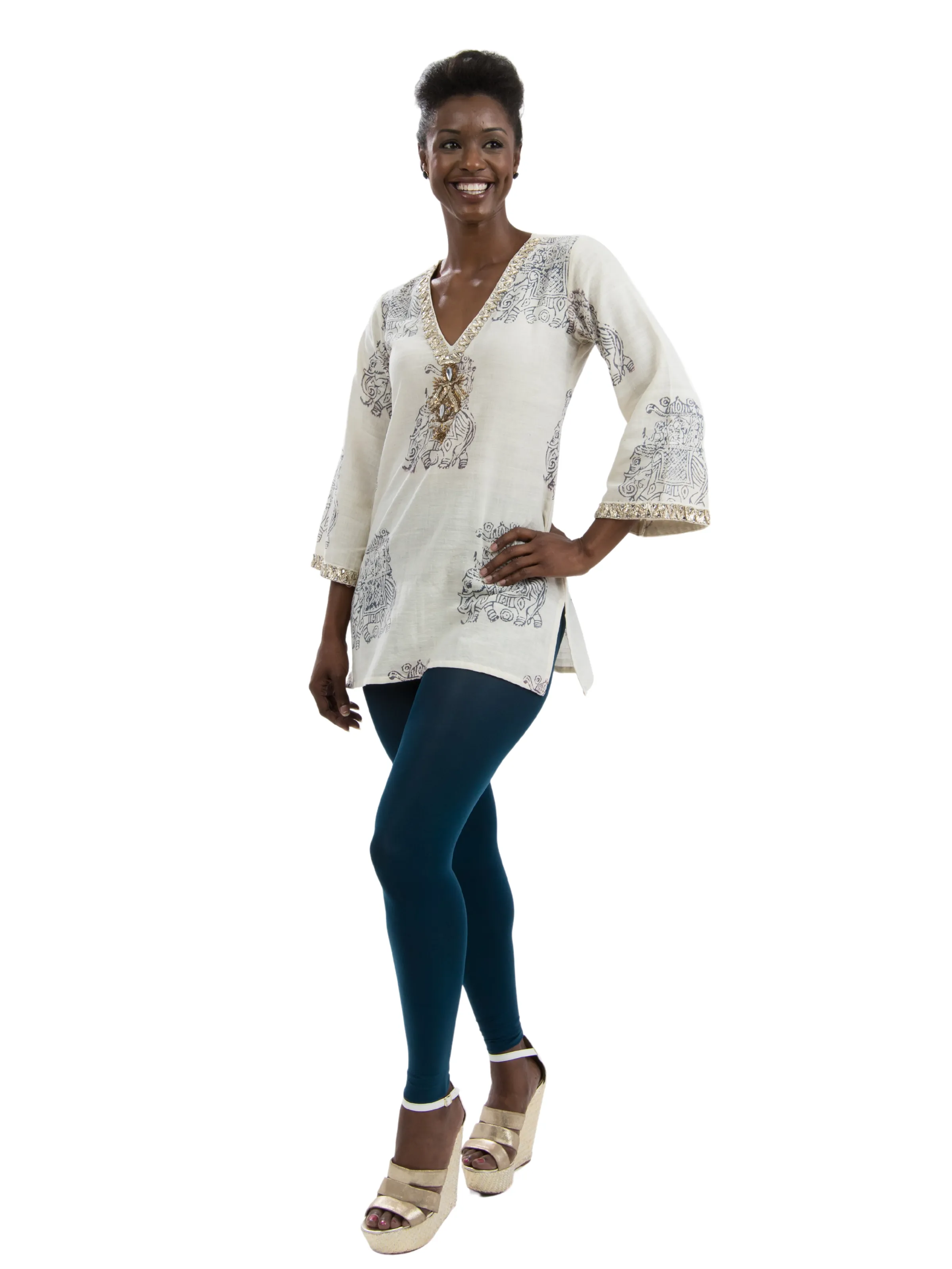 Slate Silk Elephant Safari Tunic