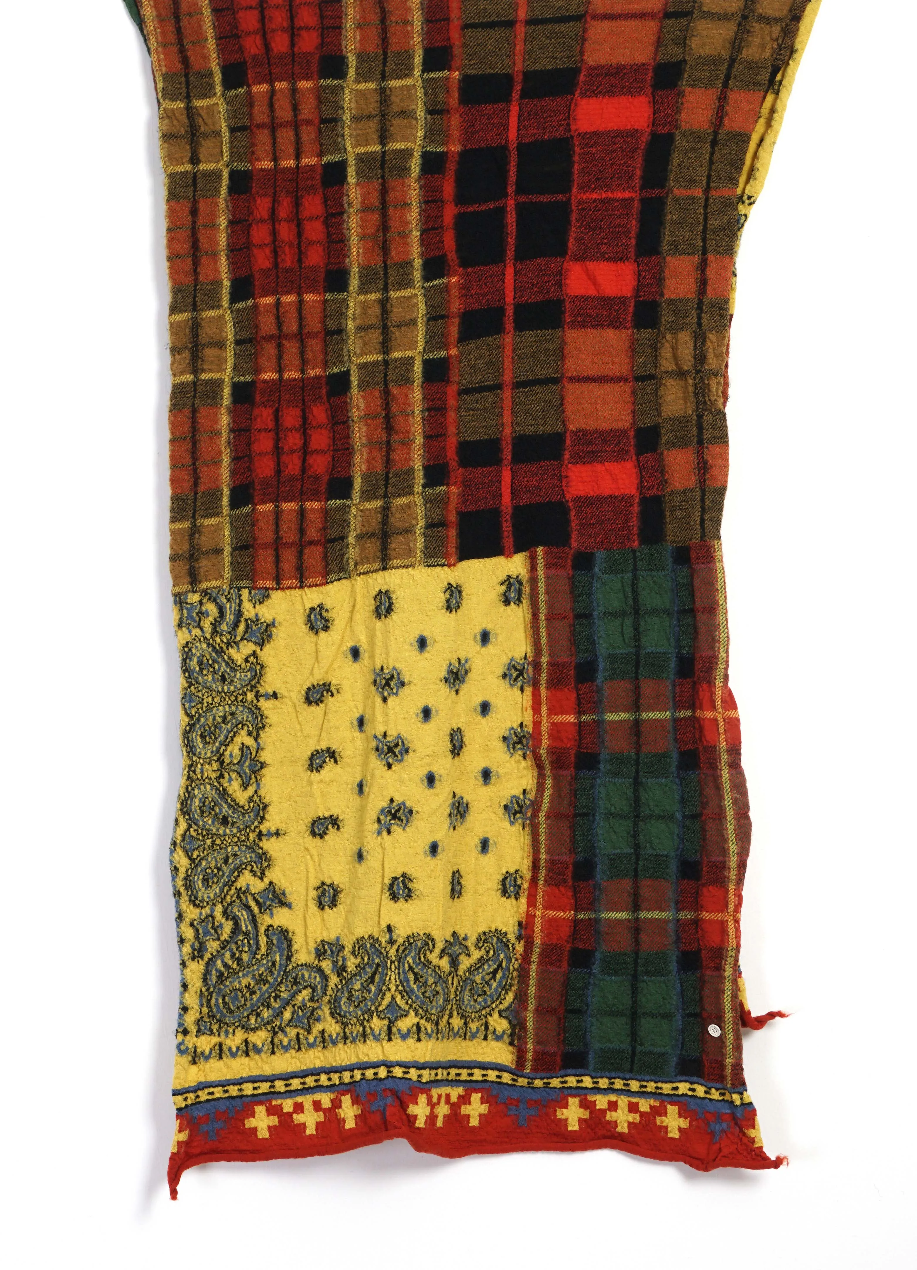 TARTAN CHECK BANDANA PATCH | Compressed Wool Scarf | Yellow