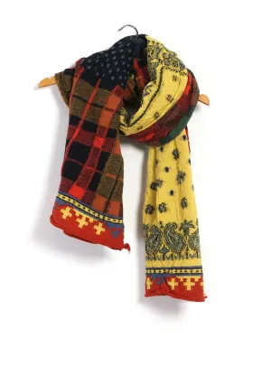 TARTAN CHECK BANDANA PATCH | Compressed Wool Scarf | Yellow