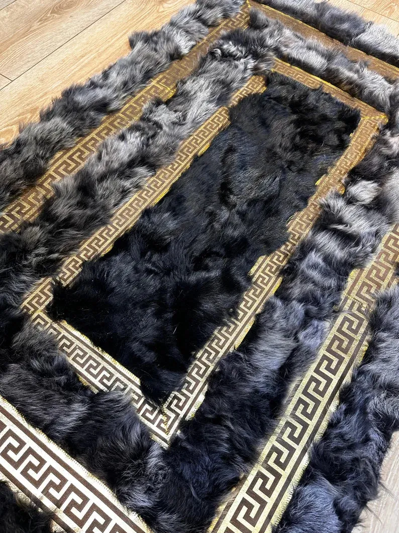 Ultra Soft Luxury Sheepskin Area Rug, Natural Leather Handmade Indoor Rug