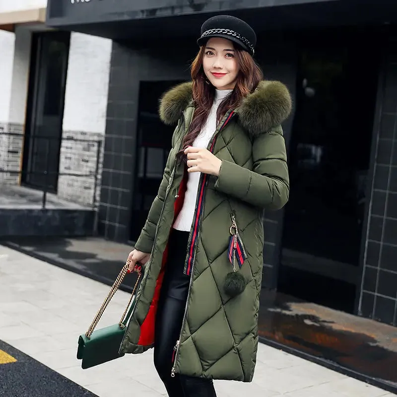 Winter Women's Clothing Korean Style Cotton-padded Over knee Lengthened Jacket