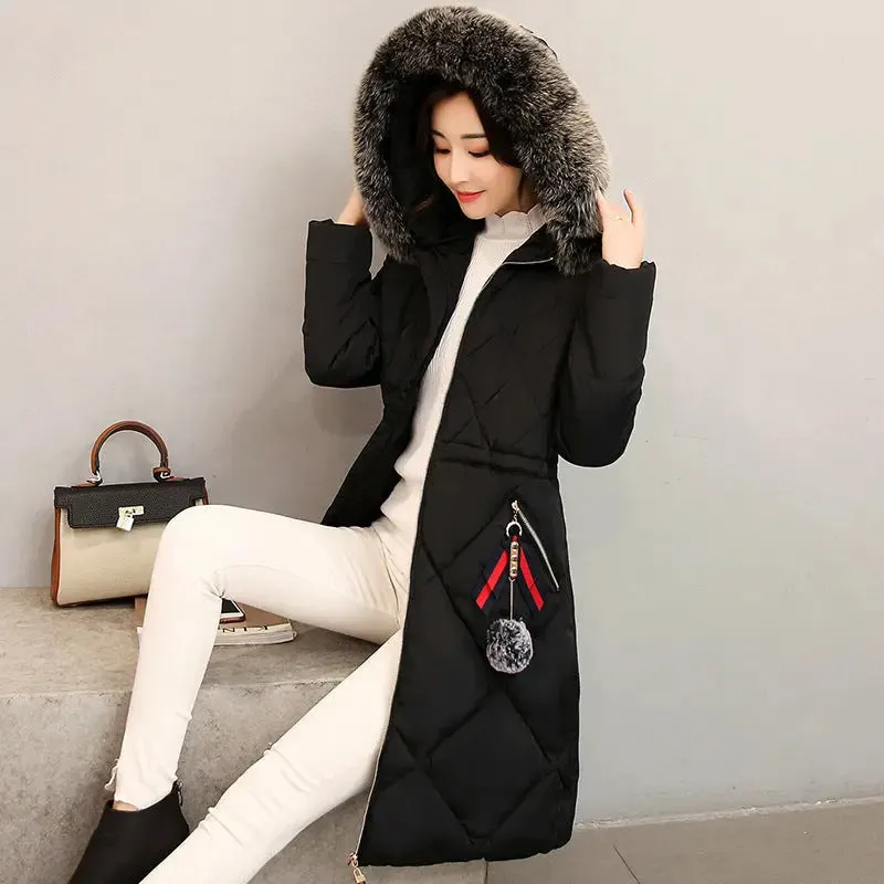 Winter Women's Clothing Korean Style Cotton-padded Over knee Lengthened Jacket