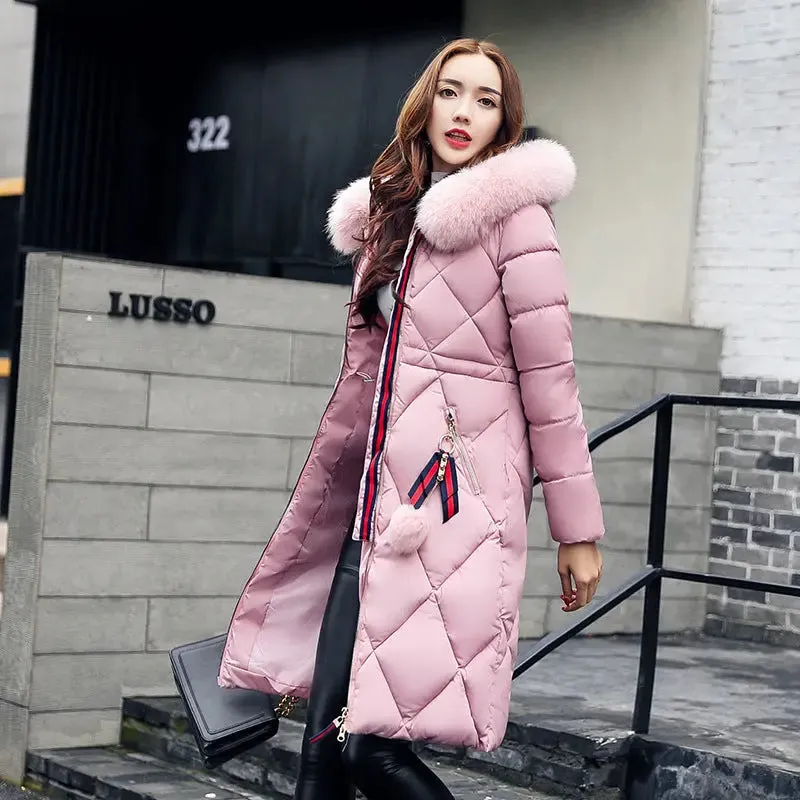 Winter Women's Clothing Korean Style Cotton-padded Over knee Lengthened Jacket