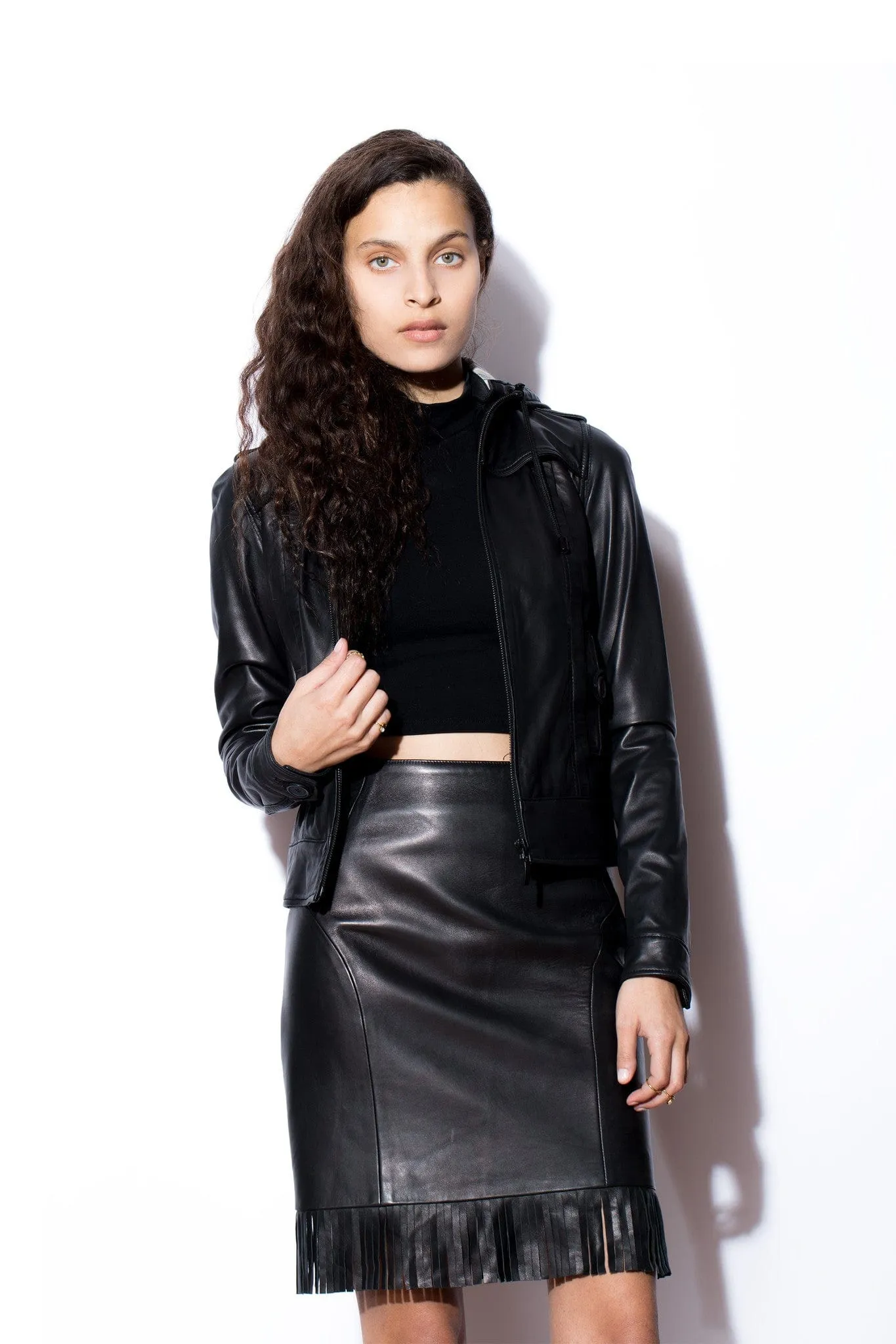 Women's West Coast Leather Hooded Leather Jacket