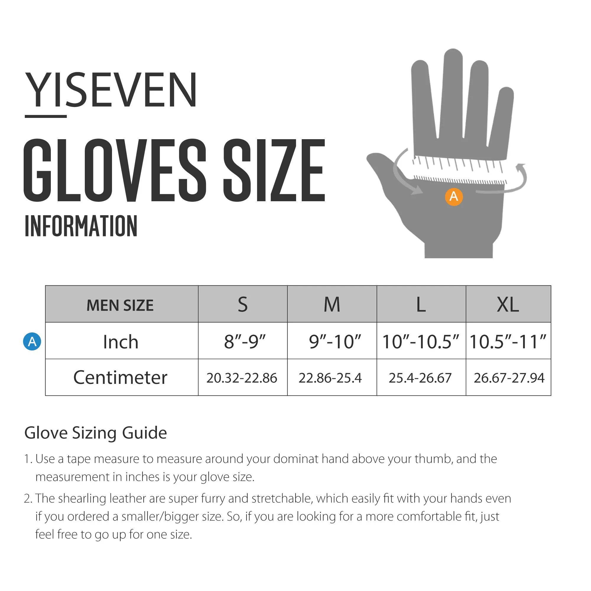 YISEVEN Men's  Lambskin Shearling Leather Gloves