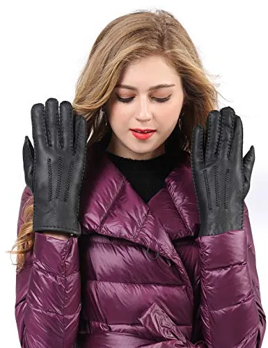 YISEVEN Womens Sheepskin Leather Shearling Gloves